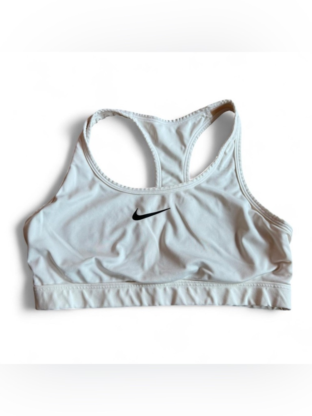 Nike Dri-FIT Sports Bra White Swoosh Women’s Size Small